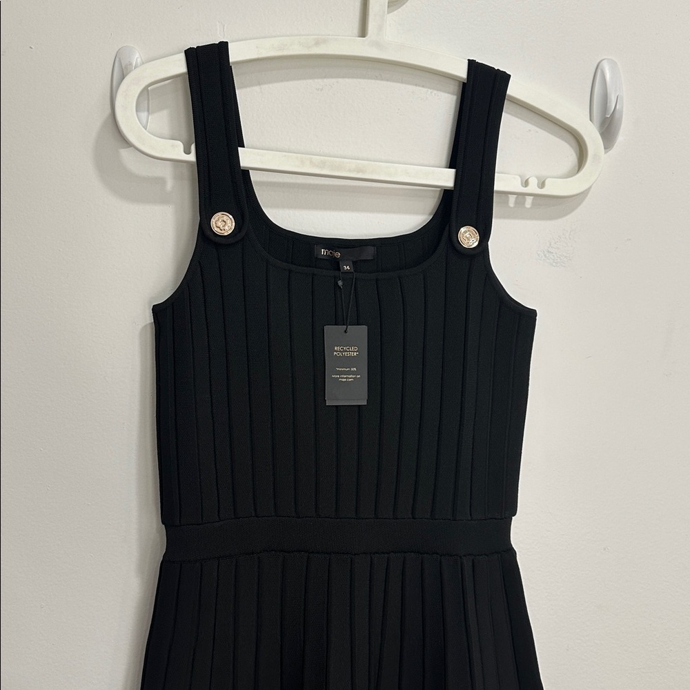 Sandro NWT Pleated Knit A-Line Midi Dress - Picture 5 of 7